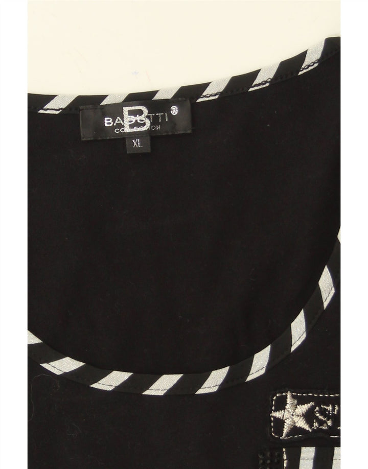 BAGUTTI Womens Graphic Vest Top UK 18 XL Black Modal Vintage Bagutti and Second-Hand Bagutti from Messina Hembry 