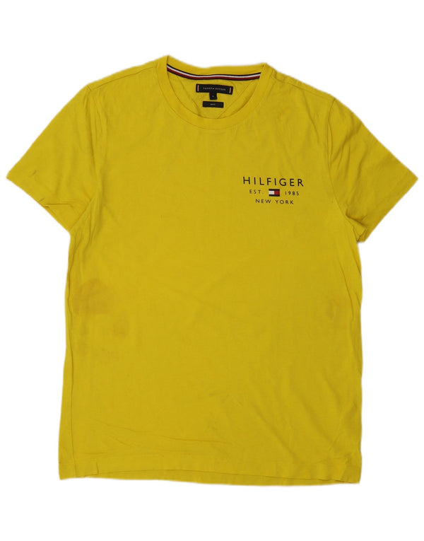 Tommy Hilfiger Mens Slim Fit Graphic T-Shirt Top Medium Yellow Cotton
