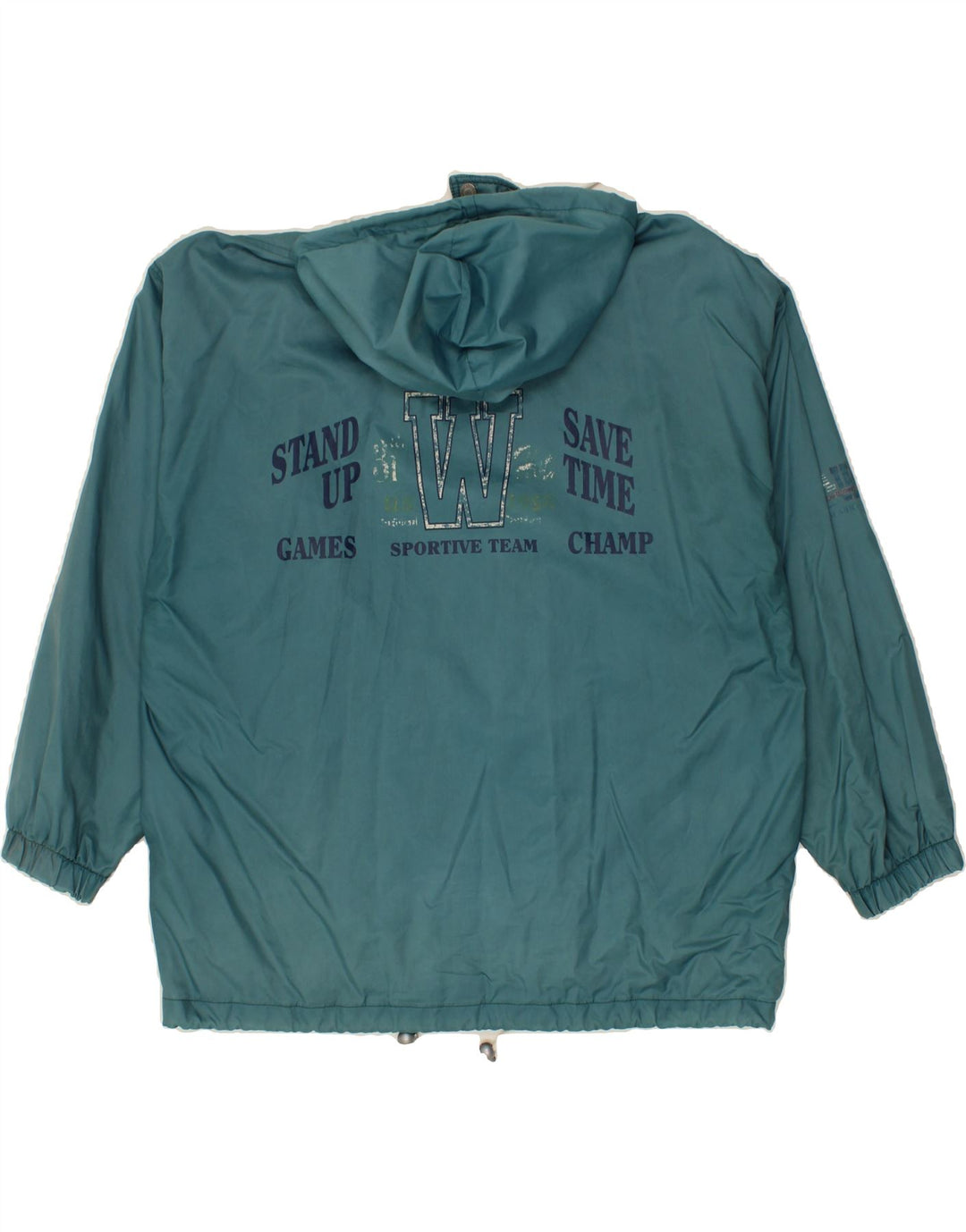 ASTROLABIO Mens Graphic Hooded Rain Jacket UK 44 2XL Blue Polyester Vintage Astrolabio and Second-Hand Astrolabio from Messina Hembry 