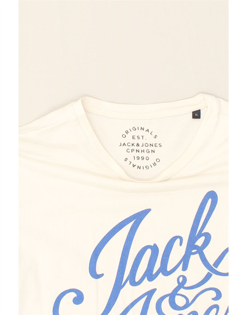 JACK & JONES Mens Graphic T-Shirt Top XL White Cotton | Vintage Jack & Jones | Thrift | Second-Hand Jack & Jones | Used Clothing | Messina Hembry 