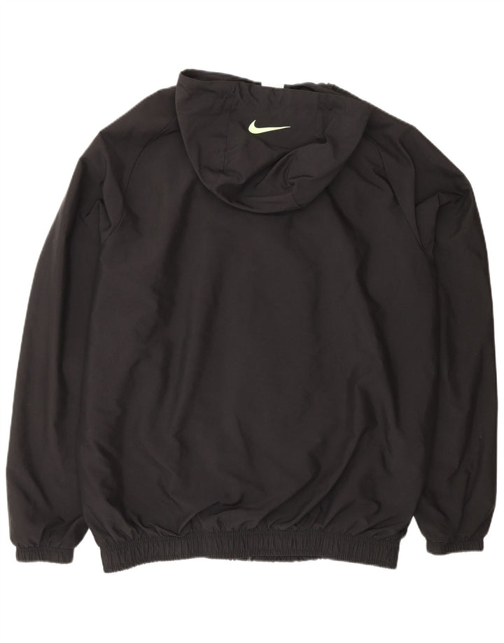 NIKE Mens Hooded Tracksuit Top Jacket Large Black Polyester