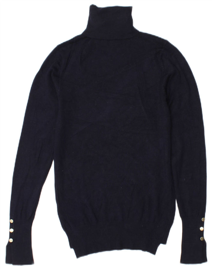 Zara Womens Roll Neck Jumper Sweater UK 10 Small Navy Blue