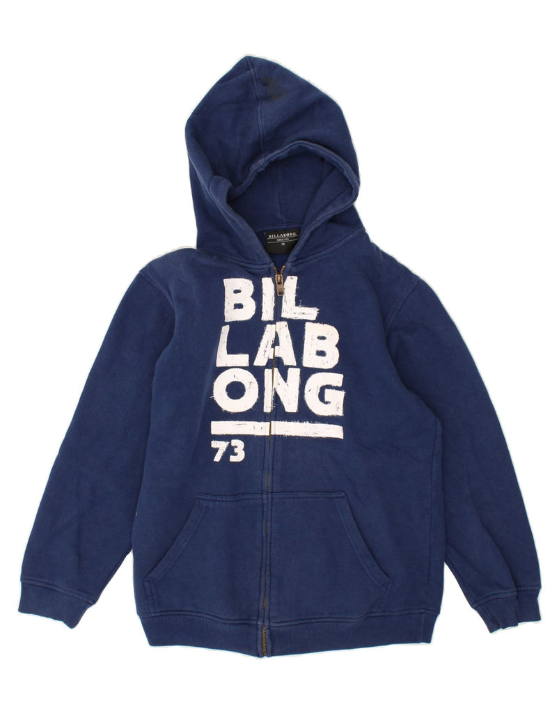 BILLABONG Boys Graphic Zip Hoodie Sweater 13-14 Years Navy Blue Cotton | Vintage Billabong | Thrift | Second-Hand Billabong | Used Clothing | Messina Hembry 