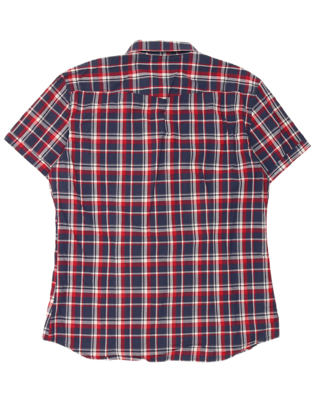 Datch Mens Short Sleeve Shirt 2XL Navy Blue Check Cotton