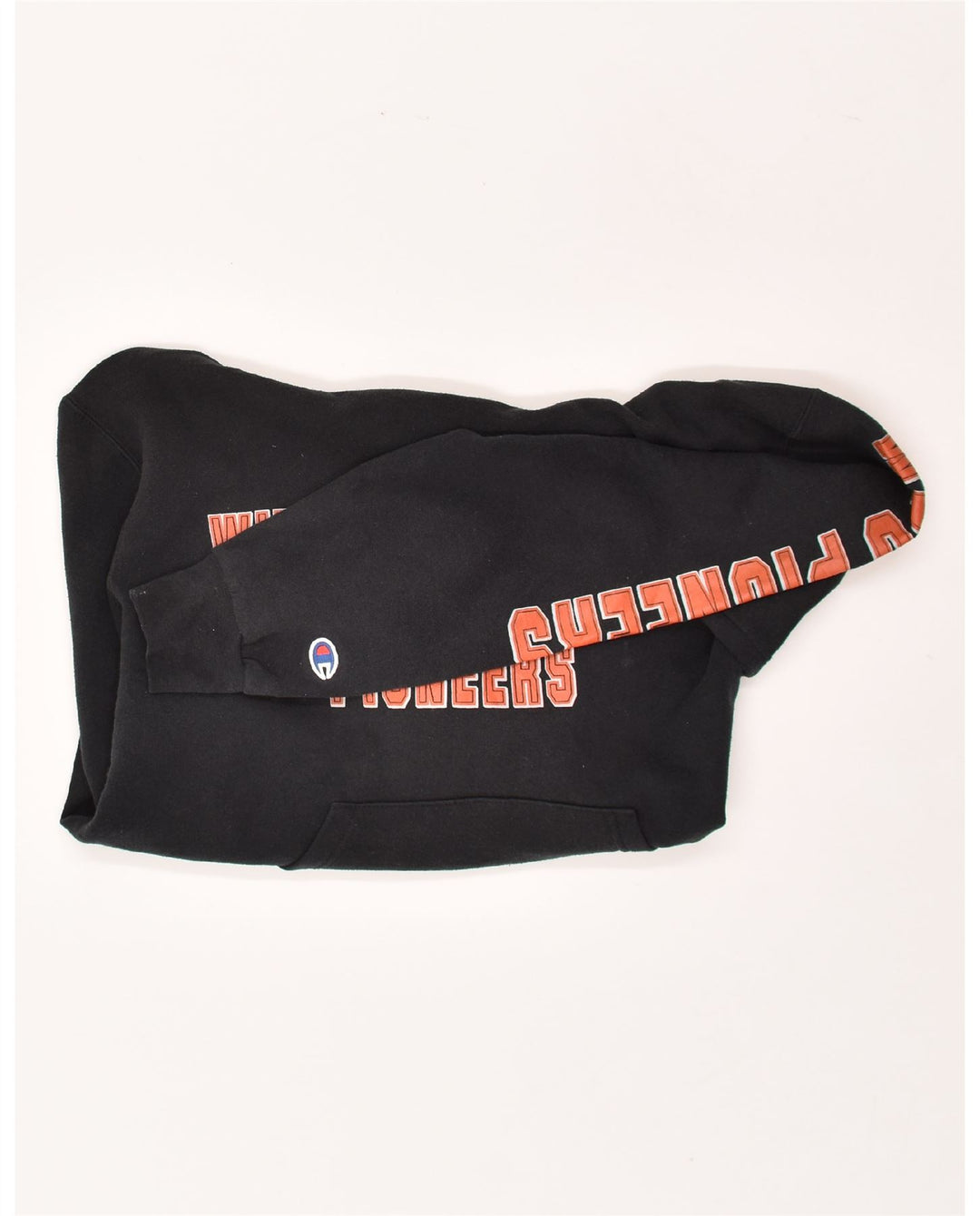 CHAMPION Mens Graphic Hoodie Jumper Small Black Cotton Vintage Champion and Second-Hand Champion from Messina Hembry 