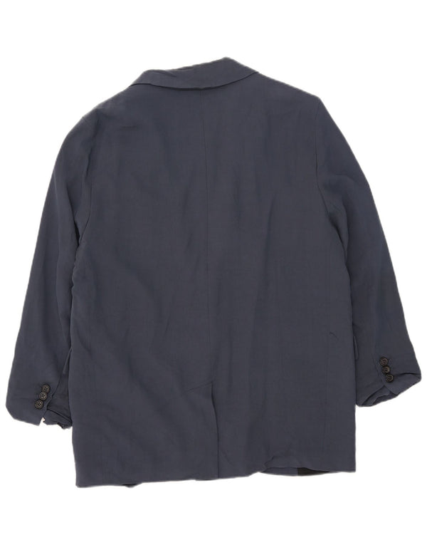 Zara Womens 1 Button Oversized Blazer Jacket UK 10 Small Navy Blue Viscose