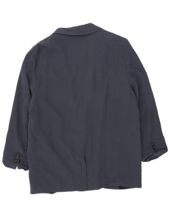 Zara Womens 1 Button Oversized Blazer Jacket UK 10 Small Navy Blue Viscose