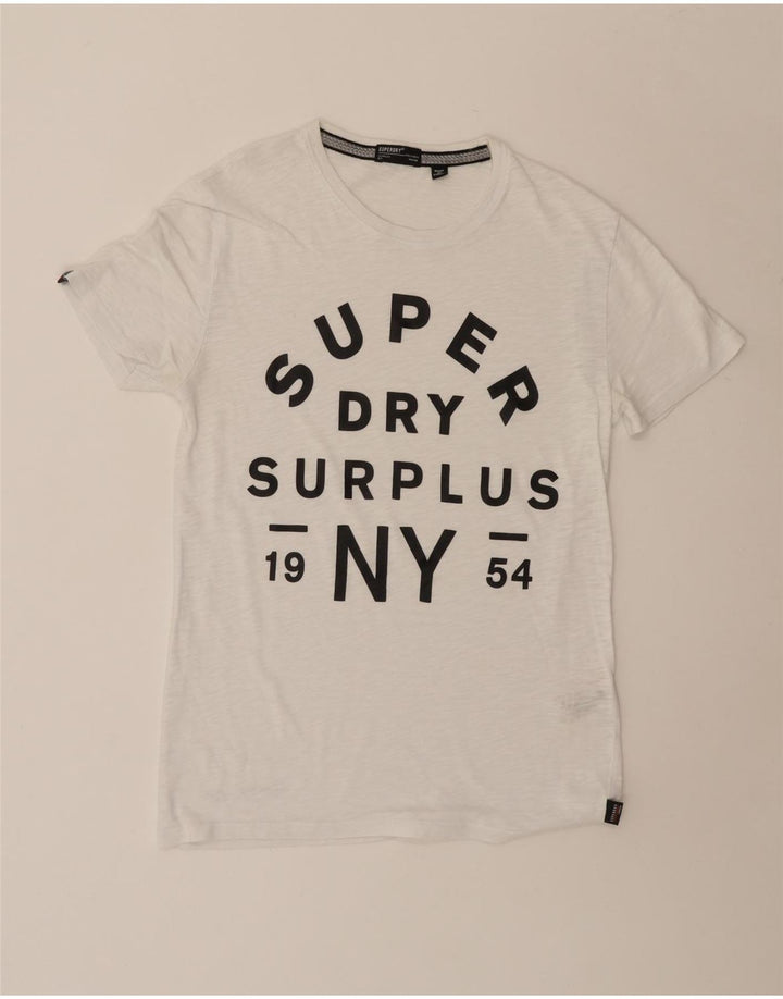 SUPERDRY Mens Graphic T-Shirt Top Medium White Cotton