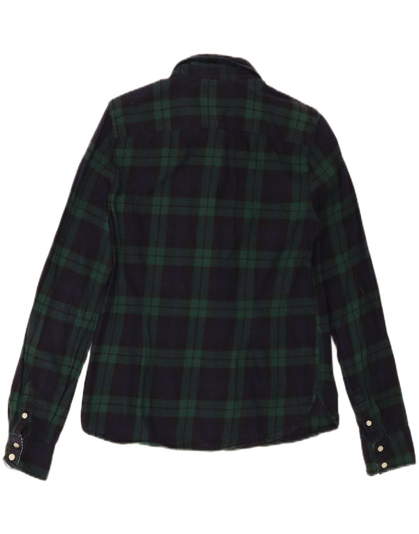 Tommy Hilfiger Womens Shirt UK 12 Medium Navy Blue Check Cotton