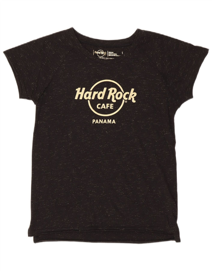 HARD ROCK CAFE Womens Panama Graphic T-Shirt Top UK 12 Medium Black