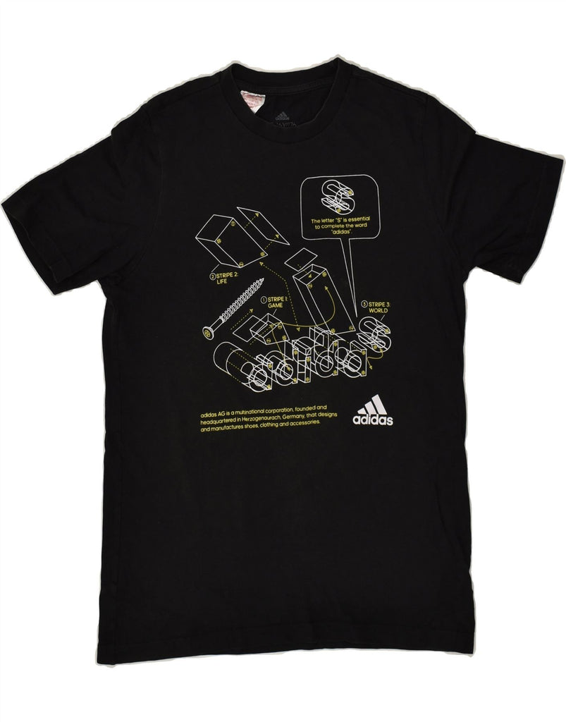 ADIDAS Boys Graphic T-Shirt Top 15-16 Years Black Cotton | Vintage Adidas | Thrift | Second-Hand Adidas | Used Clothing | Messina Hembry 