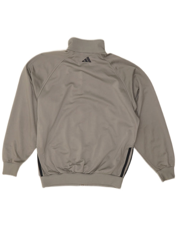 Adidas Boys Tracksuit Top Jacket 13-14 Years Grey Colourblock Polyester