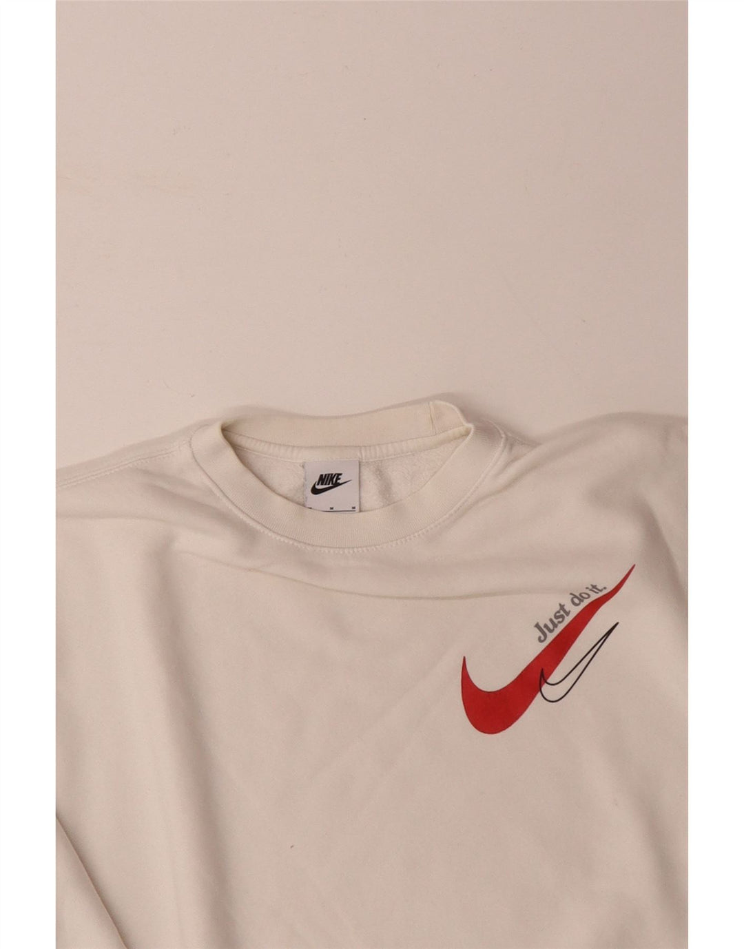 NIKE Mens Sweatshirt Jumper Medium Off White Cotton