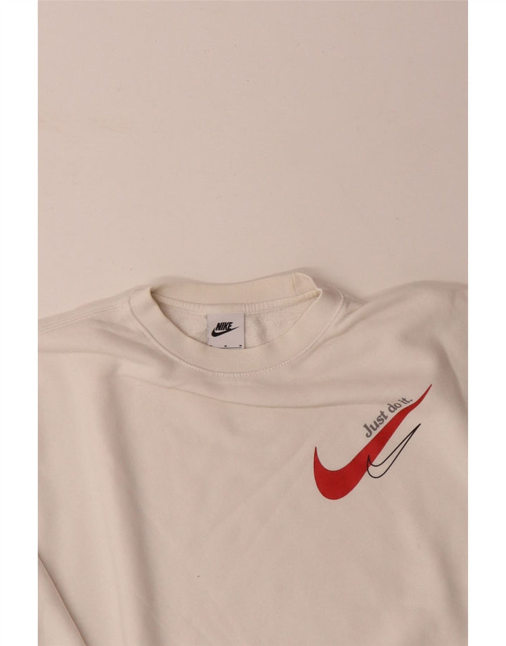 NIKE Mens Sweatshirt Jumper Medium Off White Cotton