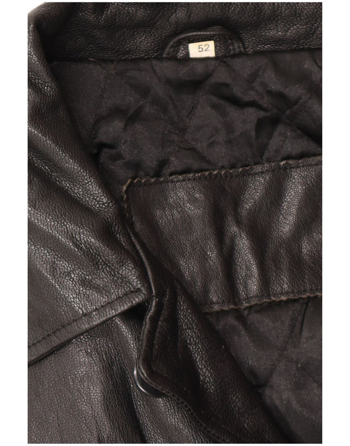 VINTAGE Mens Leather Jacket IT 52 XL Black Leather
