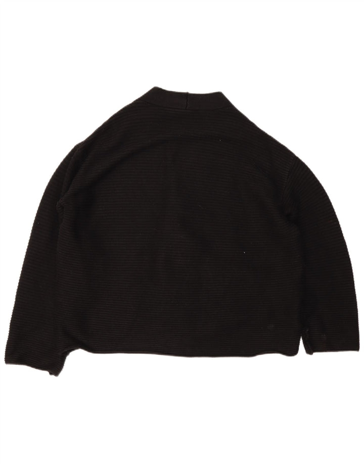 Zara Womens Crop Oversized Cardigan Sweater UK 10 Small Black Classic