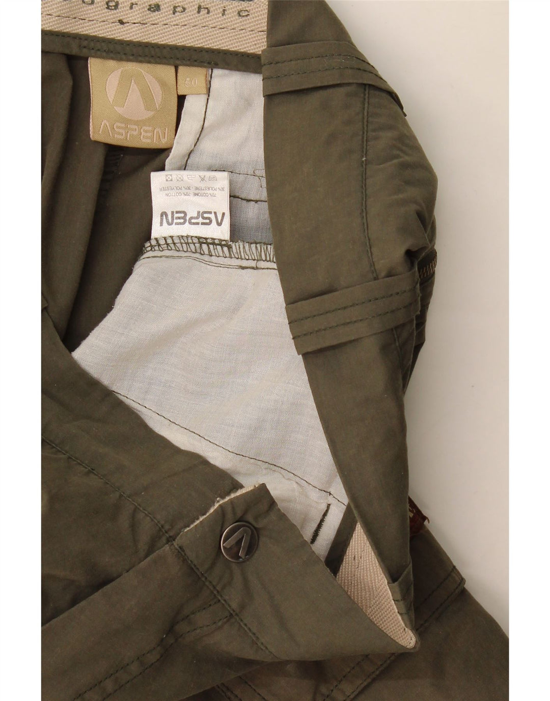 Aspen Mens Cargo Shorts IT 50 Large W34  Khaki Cotton