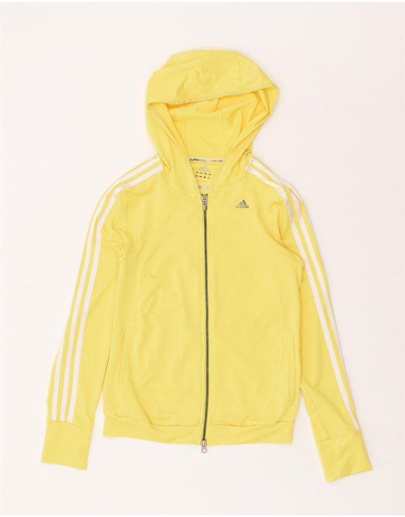 ADIDAS Womens Climacool Zip Hoodie Sweater UK 4/6 XS Yellow Polyester | Vintage Adidas | Thrift | Second-Hand Adidas | Used Clothing | Messina Hembry 