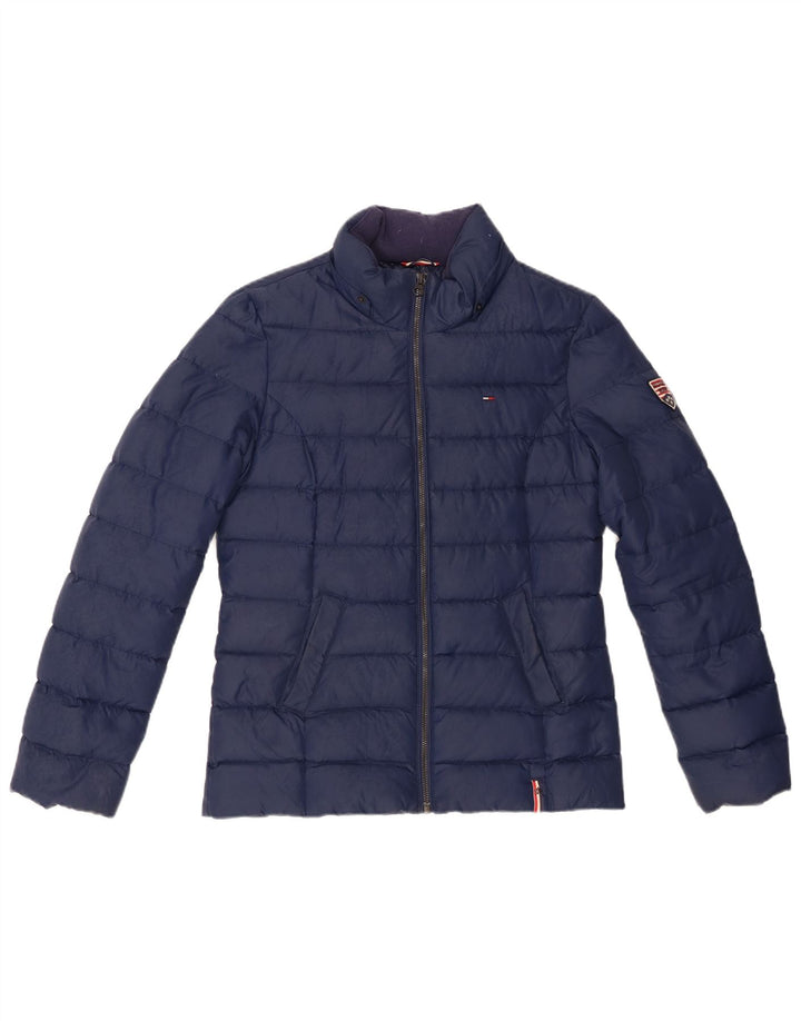 Tommy Hilfiger Womens Padded Jacket UK 14 Medium Navy Blue Polyester