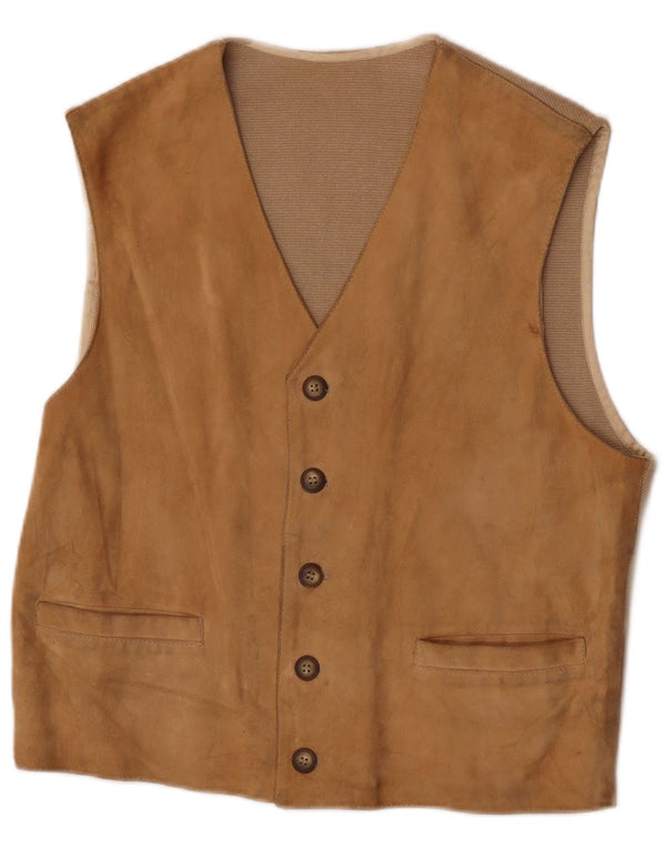 Harry&Moore Mens Suede Waistcoat IT 52 Large Beige Leather