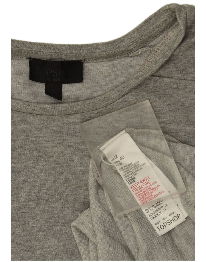 Topshop Womens Oversized Top Long Sleeve UK 12 Medium  Grey Viscose