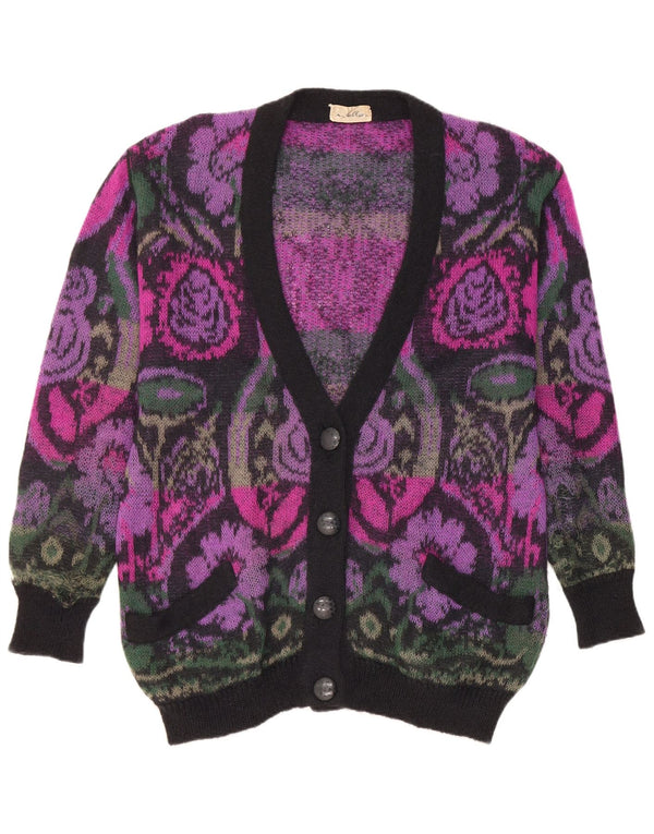 Vintage Girls Cardigan Sweater 13-14 Years Pink Floral Mohair