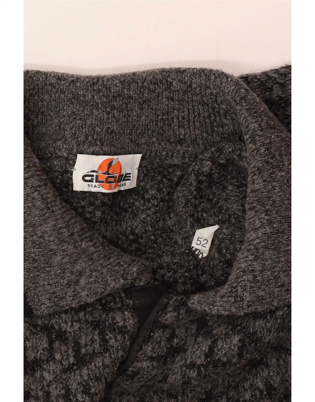 Vintage Mens Polo Neck Jumper Sweater IT 52 Large Grey Geometric Wool