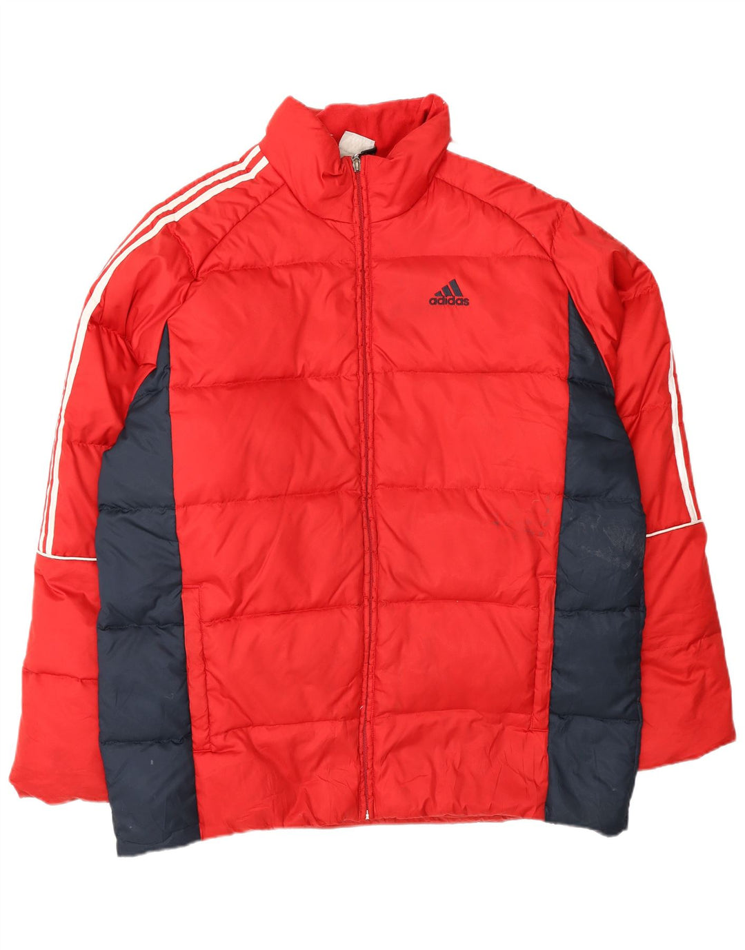 Adidas Mens Padded Jacket UK 38 Medium Red Colourblock Polyester