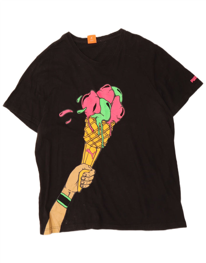 PUMA Mens Graphic T-Shirt Top 2XL Black Cotton