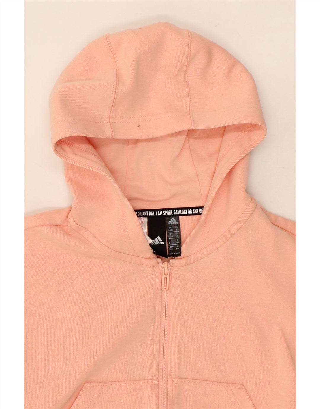 ADIDAS Girls Zip Hoodie Sweater 9-10 Years Pink Cotton Vintage Adidas and Second-Hand Adidas from Messina Hembry 