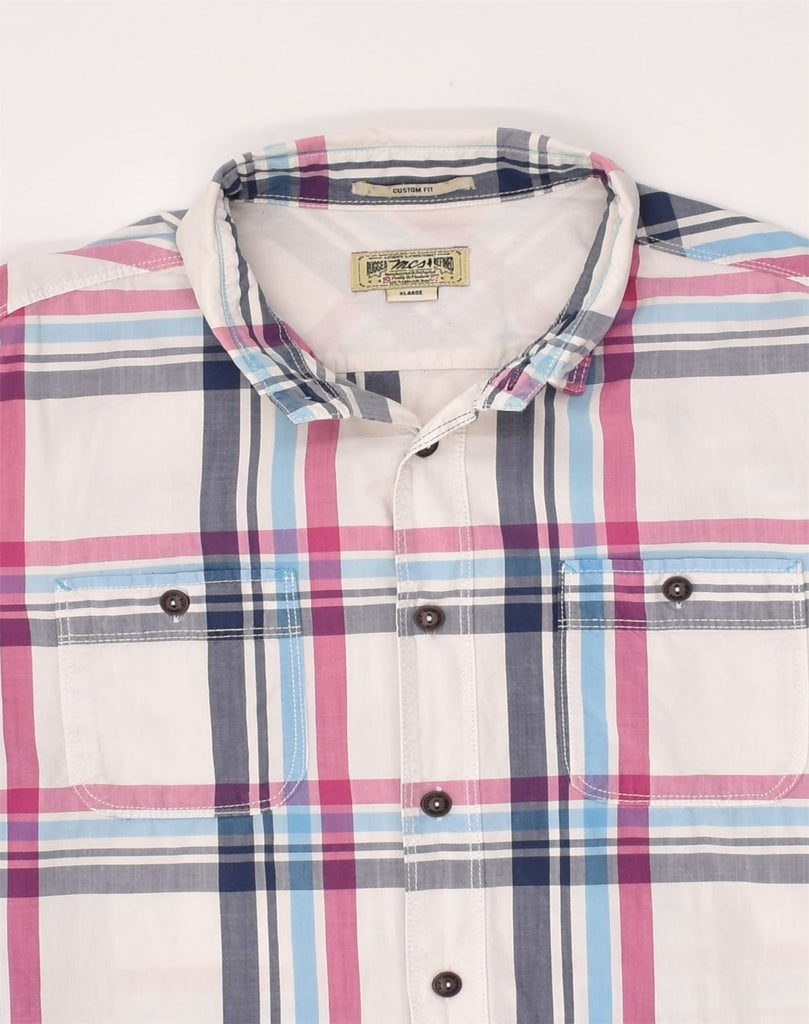 MARLBORO CLASSICS Mens Custom Fit Shirt XL White Check Cotton | Vintage Marlboro Classics | Thrift | Second-Hand Marlboro Classics | Used Clothing | Messina Hembry 