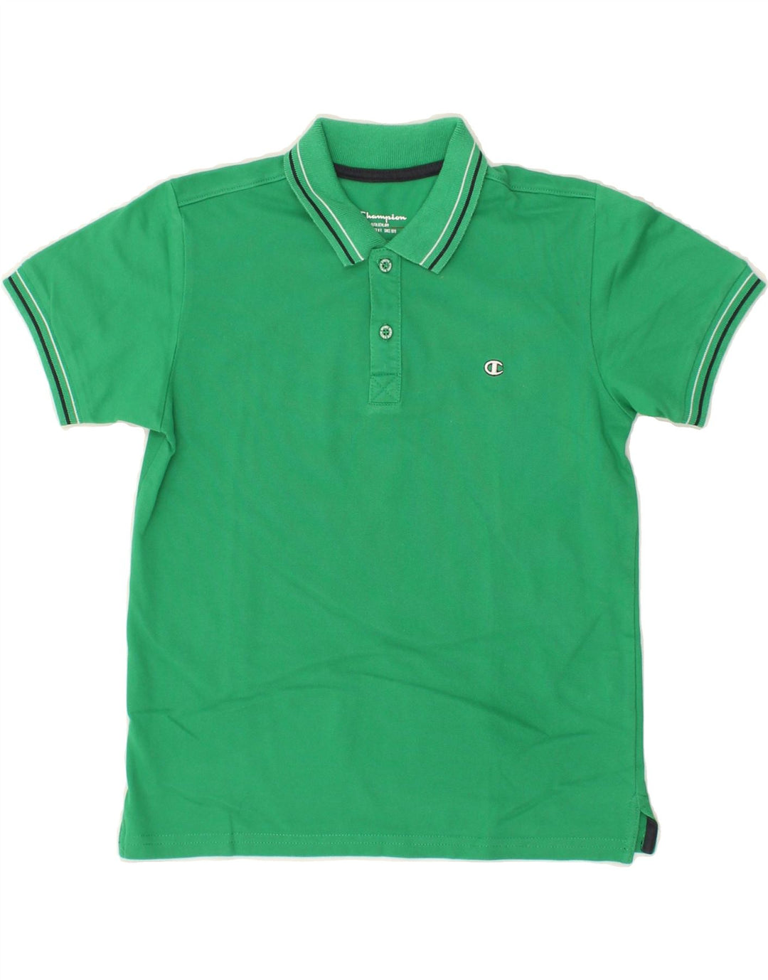 CHAMPION Boys Polo Shirt 7-8 Years Small Green Cotton Vintage Champion and Second-Hand Champion from Messina Hembry 
