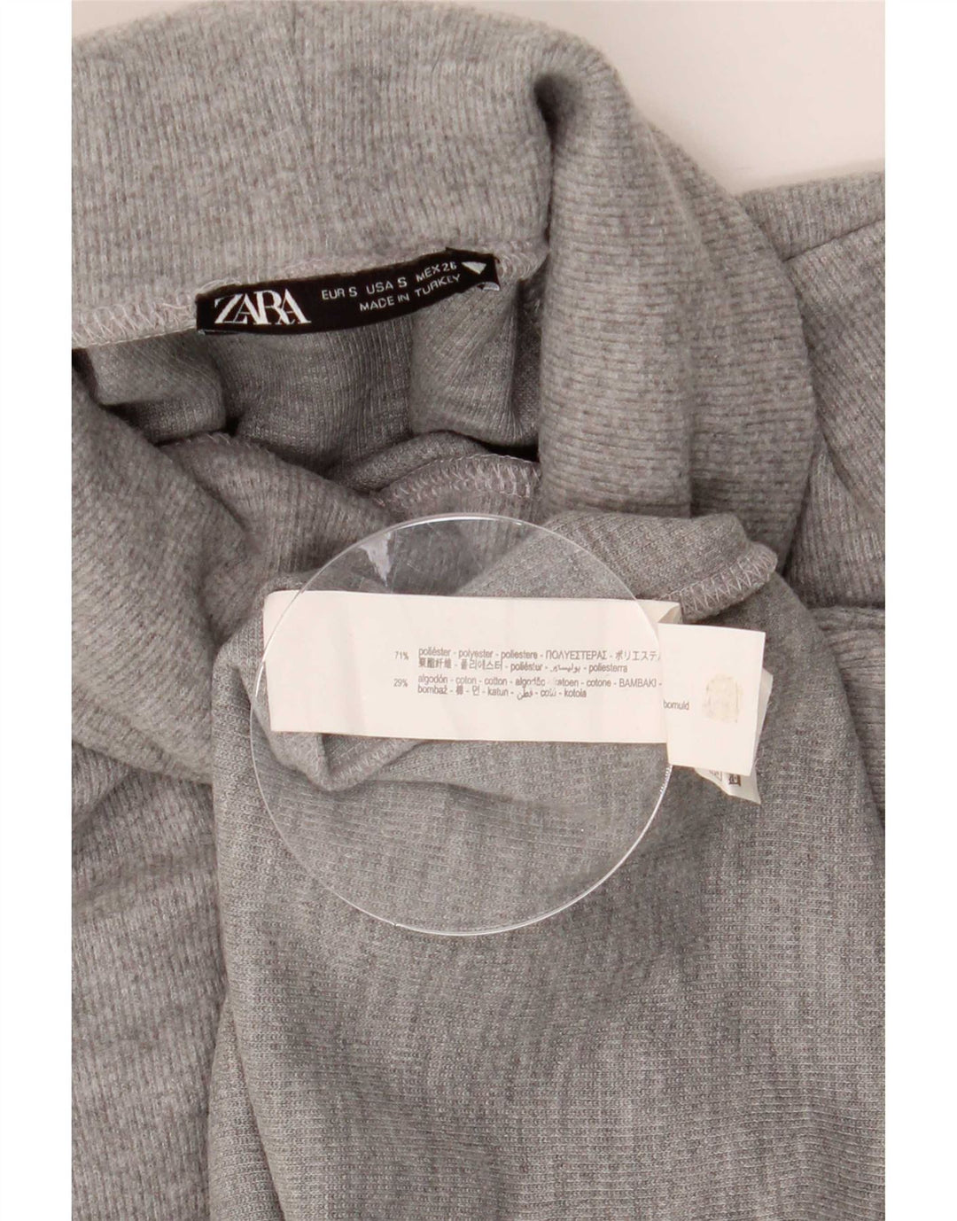 Zara Womens Roll Neck Vest Top UK 10 Small Grey Polyester