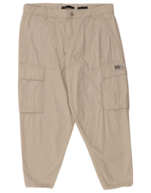PIAZZA ITALIA Mens Relaxed Fit Cargo Trousers IT 48 Medium W34 L25 Beige