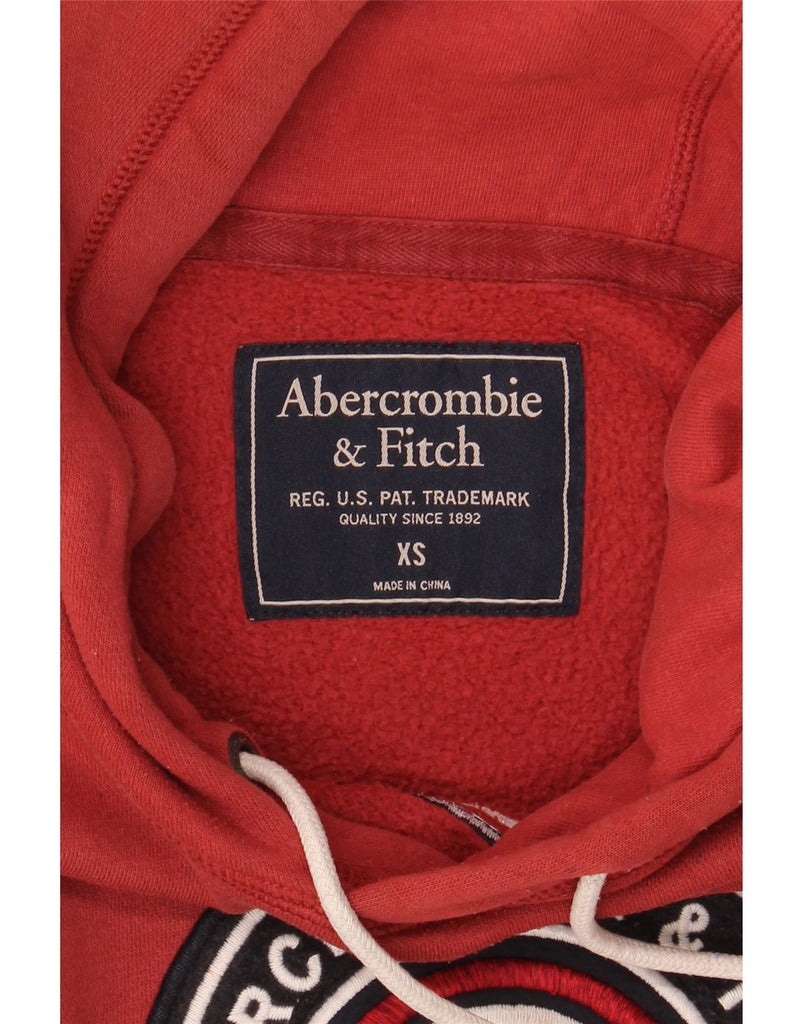 ABERCROMBIE & FITCH Womens Graphic Oversized Hoodie Jumper UK 6 XS Red Vintage Abercrombie & Fitch and Second-Hand Abercrombie & Fitch from Messina Hembry 