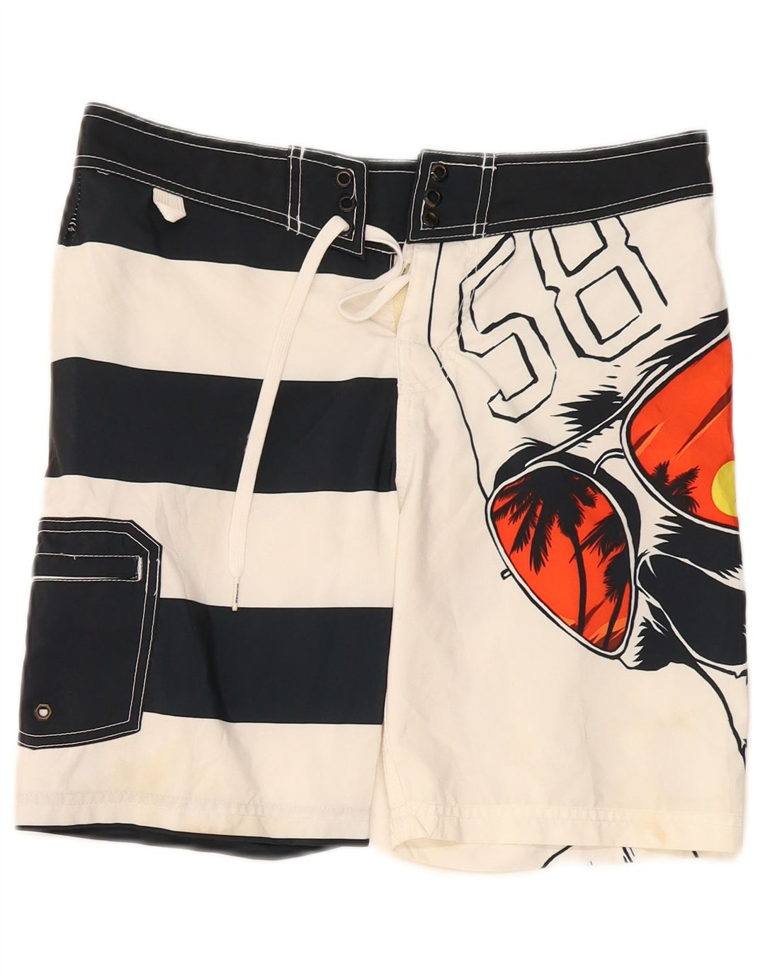 Sundek Boys Graphic Swimming Shorts 13-14 Years White Colourblock Polyester