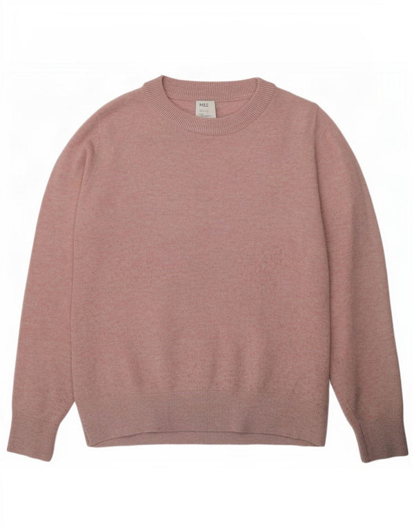 Marks & Spencer Womens Crew Neck Jumper Sweater UK 10 Small Pink Polyester