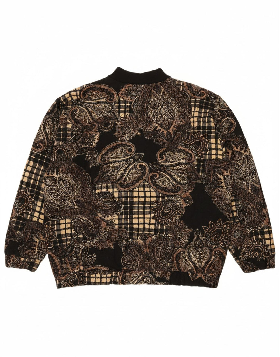 DUKE Womens Oversized Bomber Jacket UK 16 Large Black Paisley Acrylic