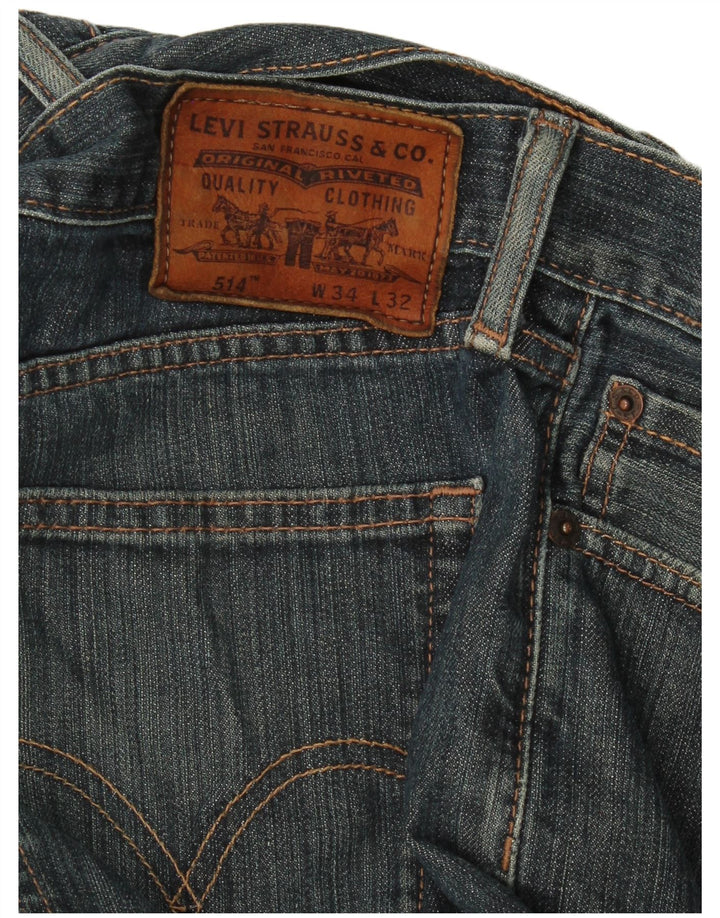 Levi's Mens 514 Straight Jeans W34 L32 Navy Blue Cotton