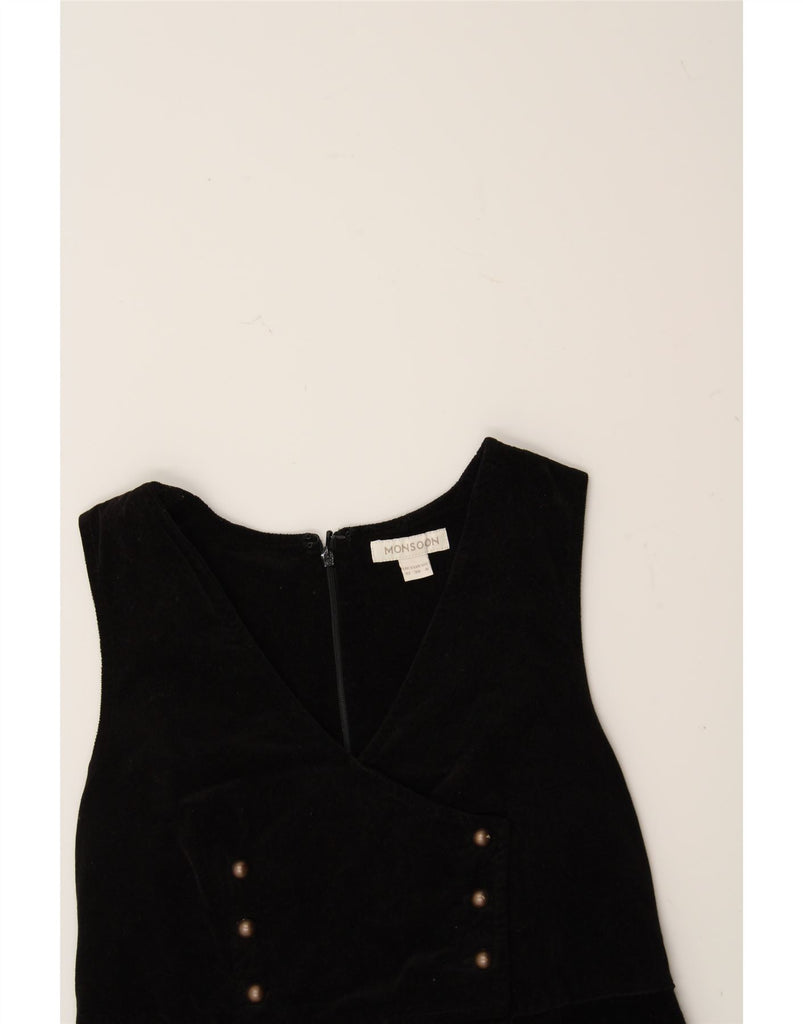 MONSOON Womens Velvet Sleeveless A-Line Dress UK 10 Small  Black Cotton Vintage Monsoon and Second-Hand Monsoon from Messina Hembry 