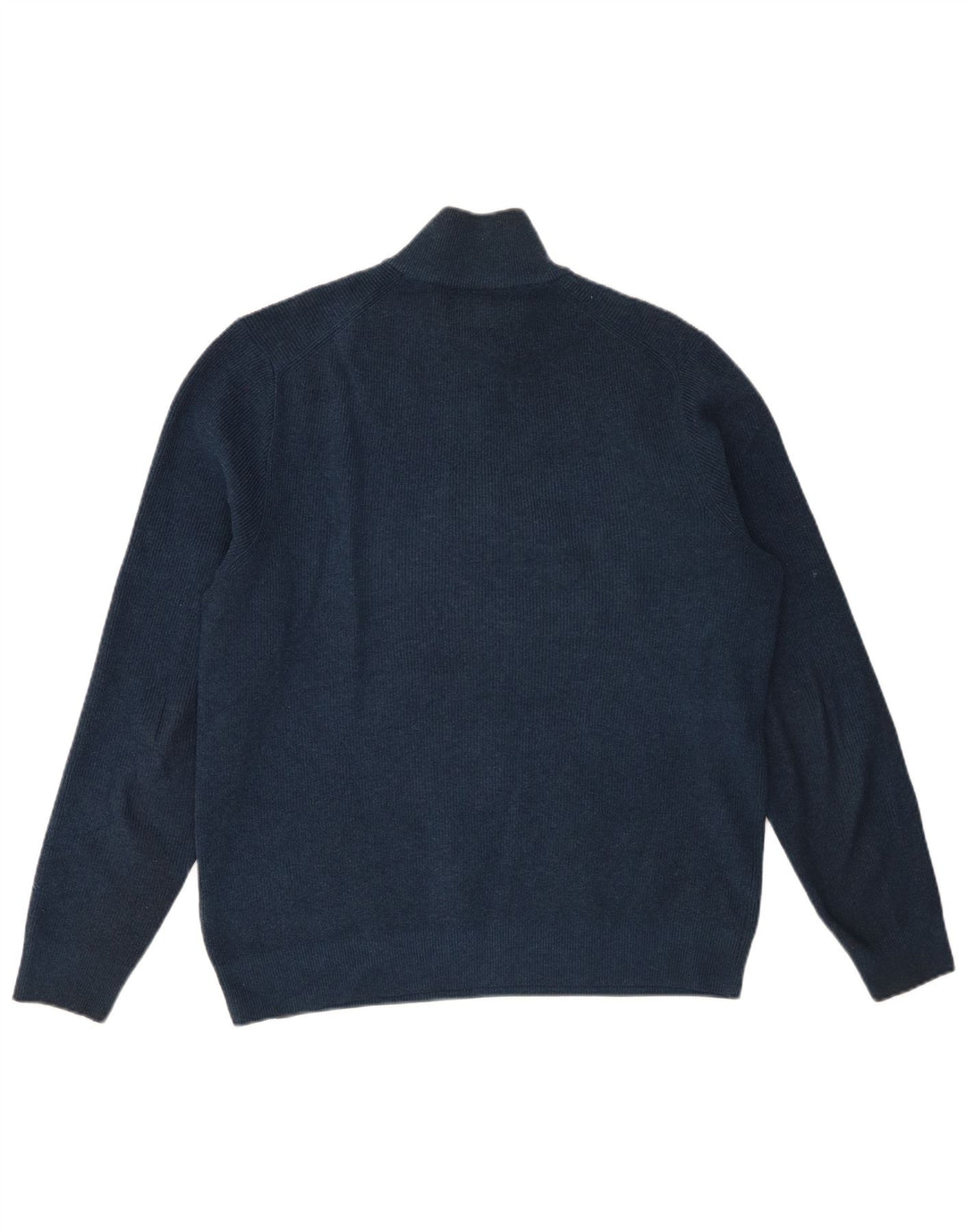 Marks & Spencer Mens Zip Neck Jumper Sweater Large Navy Blue Cotton