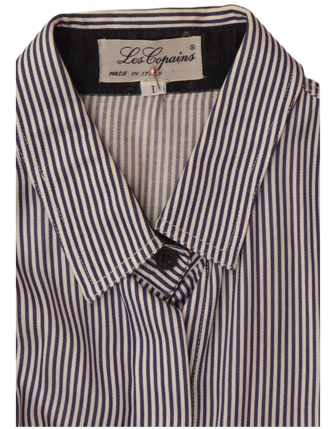 LES COPAINS Womens Shirt Dress UK 12 Medium Navy Blue Striped