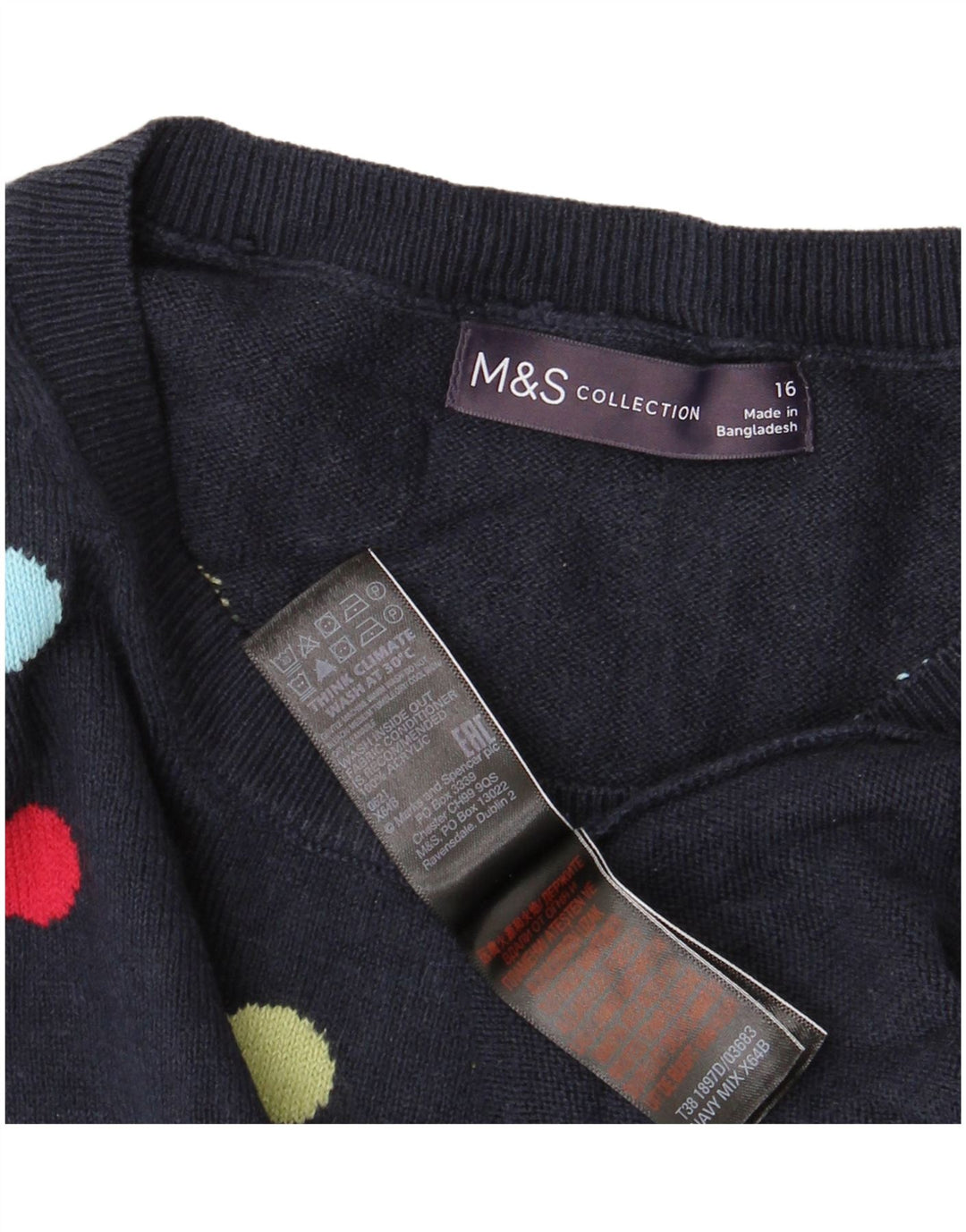 MARKS & SPENCER Womens Crew Neck Jumper Sweater UK 16 Large  Navy Blue