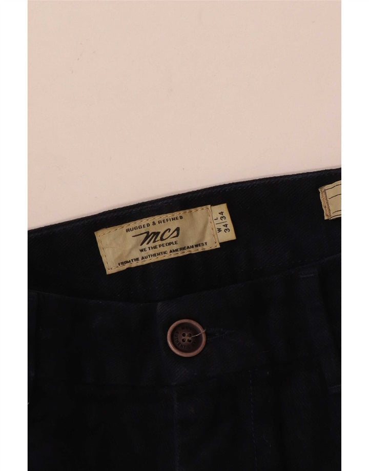Marlboro Classics Mens Straight Chino Trousers W34 L28 Navy Blue