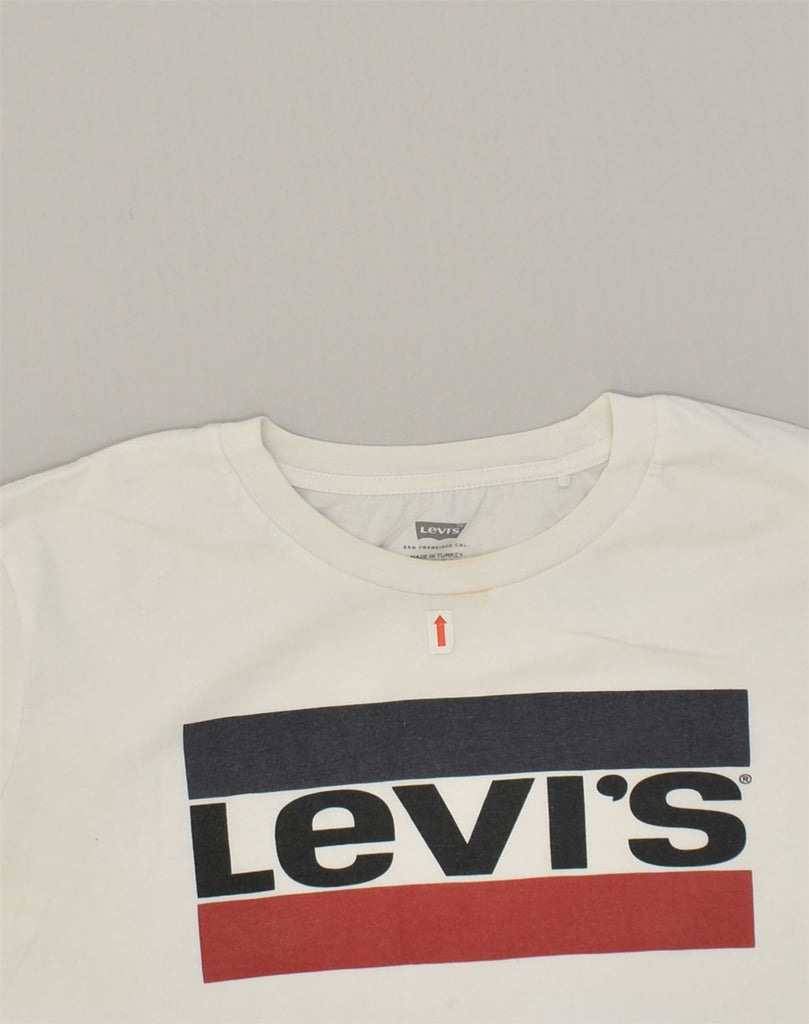 LEVI'S Womens Graphic T-Shirt Top UK  14 Medium White Cotton | Vintage Levi's | Thrift | Second-Hand Levi's | Used Clothing | Messina Hembry 