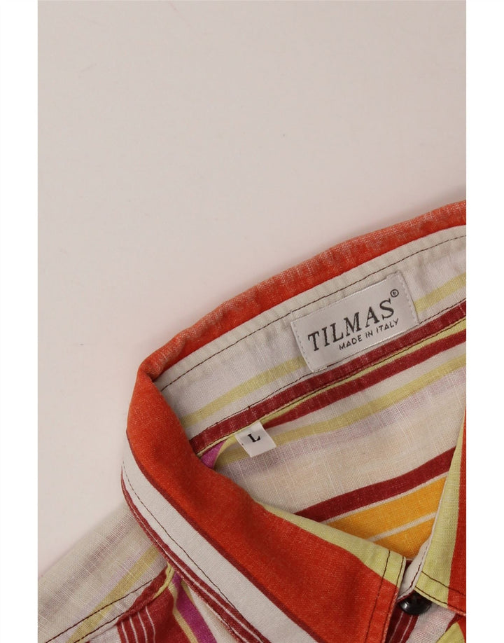 TILMAS Mens Short Sleeve Shirt Large Multicoloured Striped