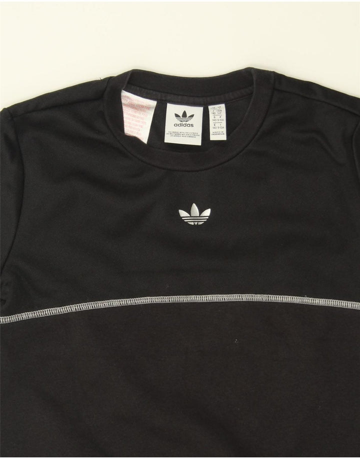 ADIDAS Boys Graphic Sweatshirt Jumper 9-10 Years Black Cotton Vintage Adidas and Second-Hand Adidas from Messina Hembry 
