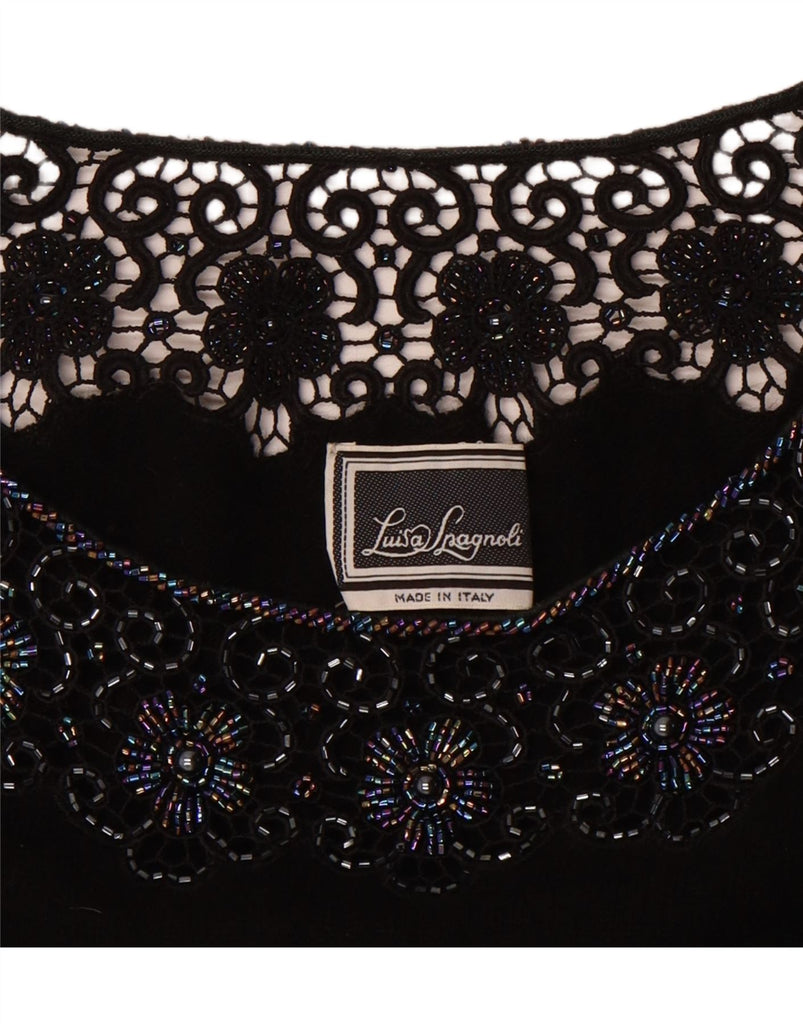 LUISA SPAGNOLI Womens Boat Neck Jumper Sweater UK 16/18 Large Black Vintage Luisa Spagnoli and Second-Hand Luisa Spagnoli from Messina Hembry 