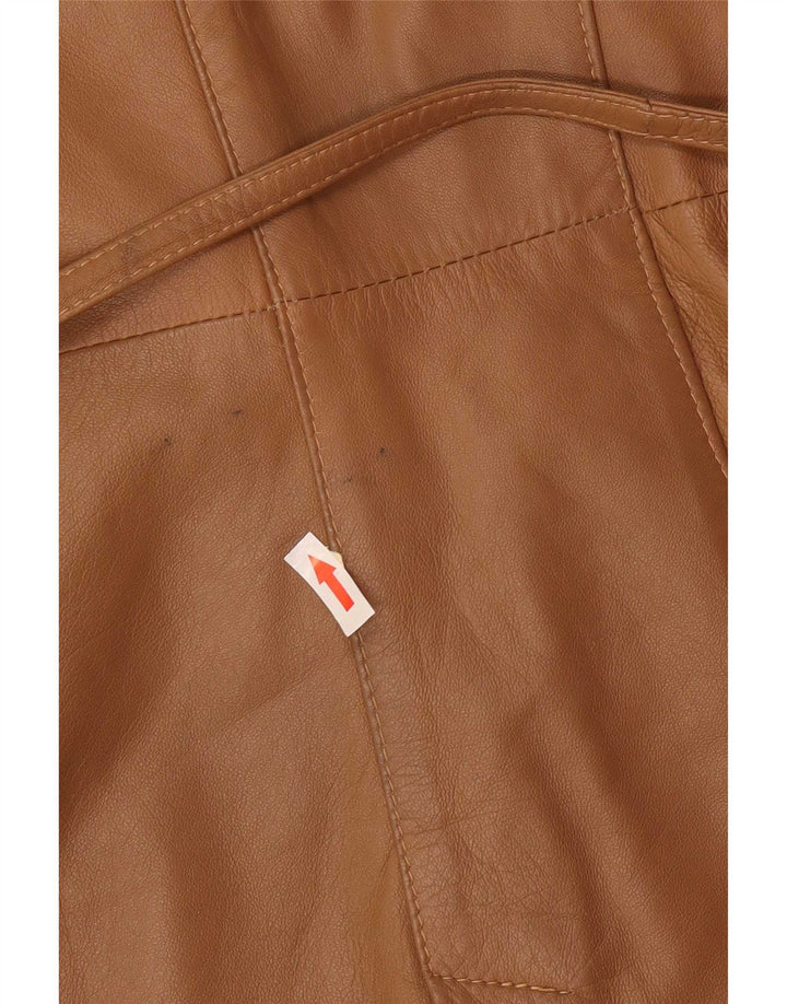 Vintage Womens Leather Coat UK 12 Medium Brown Classic