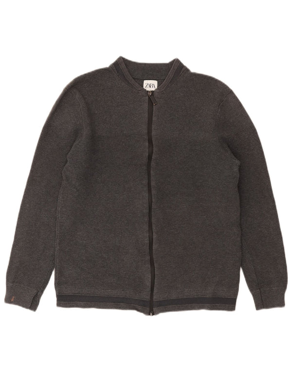 Zara Boys Cardigan Sweater 11-12 Years Medium Grey Cotton